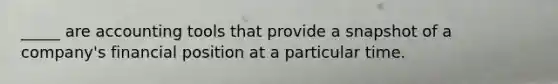 _____ are accounting tools that provide a snapshot of a company's financial position at a particular time.