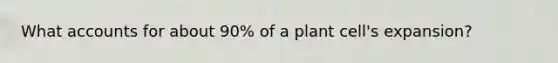 What accounts for about 90% of a plant cell's expansion?