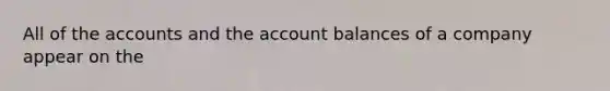 All of the accounts and the account balances of a company appear on the​