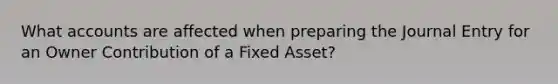 What accounts are affected when preparing the Journal Entry for an Owner Contribution of a Fixed Asset?