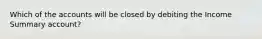 Which of the accounts will be closed by debiting the Income Summary account?