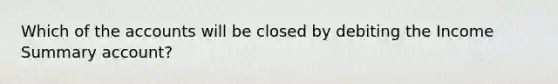 Which of the accounts will be closed by debiting the Income Summary account?