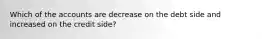 Which of the accounts are decrease on the debt side and increased on the credit side?