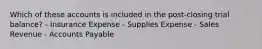 Which of these accounts is included in the post-closing trial balance? - Insurance Expense - Supplies Expense - Sales Revenue - Accounts Payable