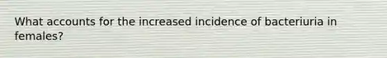 What accounts for the increased incidence of bacteriuria in females?