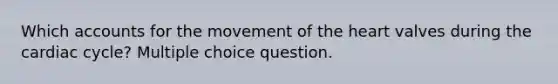 Which accounts for the movement of <a href='https://www.questionai.com/knowledge/kya8ocqc6o-the-heart' class='anchor-knowledge'>the heart</a> valves during <a href='https://www.questionai.com/knowledge/k7EXTTtF9x-the-cardiac-cycle' class='anchor-knowledge'>the cardiac cycle</a>? Multiple choice question.