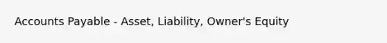 <a href='https://www.questionai.com/knowledge/kWc3IVgYEK-accounts-payable' class='anchor-knowledge'>accounts payable</a> - Asset, Liability, Owner's Equity