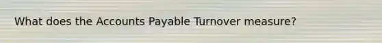 What does the Accounts Payable Turnover measure?