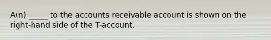 A(n) _____ to the accounts receivable account is shown on the right-hand side of the T-account.