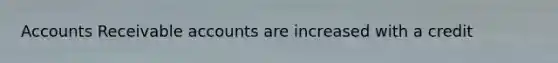 Accounts Receivable accounts are increased with a credit