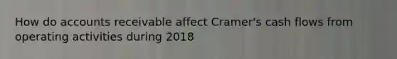 How do accounts receivable affect Cramer's cash flows from operating activities during 2018