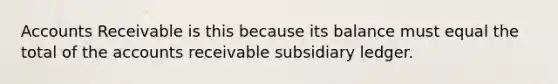 Accounts Receivable is this because its balance must equal the total of the accounts receivable subsidiary ledger.