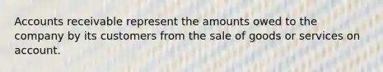 Accounts receivable represent the amounts owed to the company by its customers from the sale of goods or services on account.