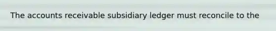 The accounts receivable subsidiary ledger must reconcile to the
