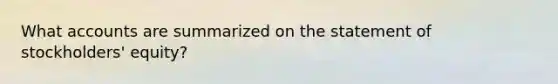 What accounts are summarized on the statement of stockholders' equity?