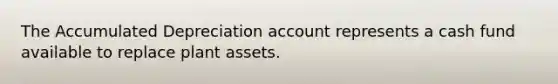 The Accumulated Depreciation account represents a cash fund available to replace plant assets.