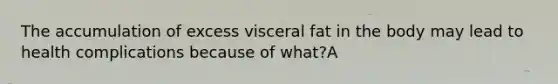 The accumulation of excess visceral fat in the body may lead to health complications because of what?A