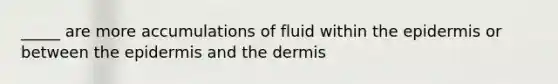 _____ are more accumulations of fluid within the epidermis or between the epidermis and the dermis