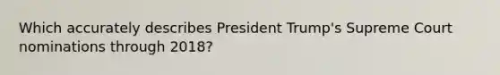 Which accurately describes President​ Trump's Supreme Court nominations through​ 2018?