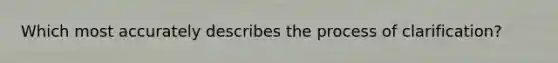 Which most accurately describes the process of clarification?