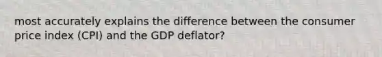 most accurately explains the difference between the consumer price index (CPI) and the GDP deflator?