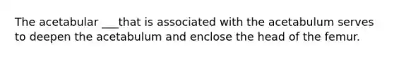 The acetabular ___that is associated with the acetabulum serves to deepen the acetabulum and enclose the head of the femur.