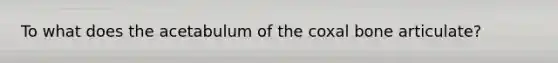 To what does the acetabulum of the coxal bone articulate?