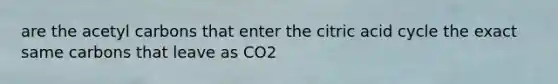 are the acetyl carbons that enter the citric acid cycle the exact same carbons that leave as CO2