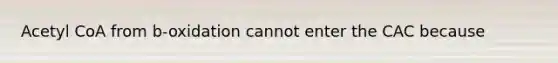 Acetyl CoA from b-oxidation cannot enter the CAC because