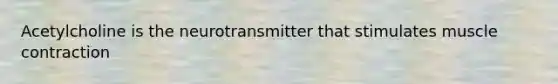 Acetylcholine is the neurotransmitter that stimulates muscle contraction