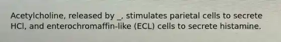 Acetylcholine, released by _, stimulates parietal cells to secrete HCl, and enterochromaffin-like (ECL) cells to secrete histamine.