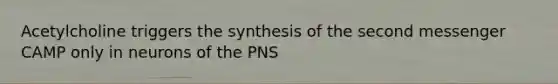 Acetylcholine triggers the synthesis of the second messenger CAMP only in neurons of the PNS