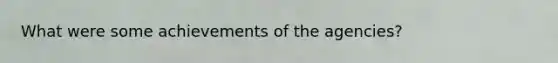 What were some achievements of the agencies?