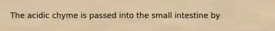 The acidic chyme is passed into the small intestine by