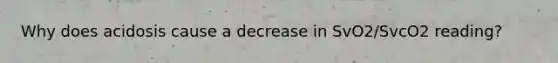 Why does acidosis cause a decrease in SvO2/SvcO2 reading?