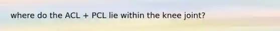 where do the ACL + PCL lie within the knee joint?