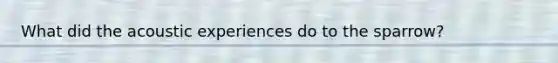 What did the acoustic experiences do to the sparrow?
