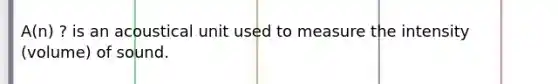 A(n) ? is an acoustical unit used to measure the intensity (volume) of sound.