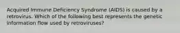 Acquired Immune Deficiency Syndrome (AIDS) is caused by a retrovirus. Which of the following best represents the genetic information flow used by retroviruses?