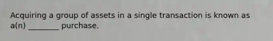 Acquiring a group of assets in a single transaction is known as a(n) ________ purchase.