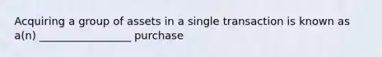 Acquiring a group of assets in a single transaction is known as a(n) _________________ purchase