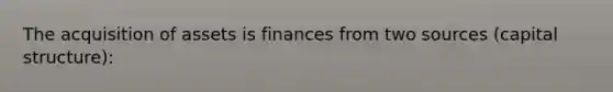 The acquisition of assets is finances from two sources (capital structure):