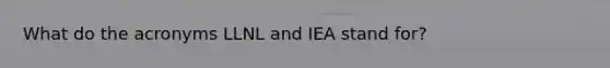 What do the acronyms LLNL and IEA stand for?