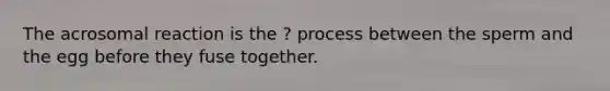 The acrosomal reaction is the ? process between the sperm and the egg before they fuse together.