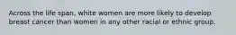 Across the life span, white women are more likely to develop breast cancer than women in any other racial or ethnic group.