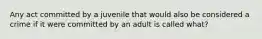 Any act committed by a juvenile that would also be considered a crime if it were committed by an adult is called what?