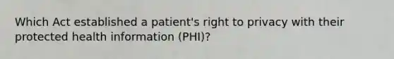 Which Act established a patient's right to privacy with their protected health information (PHI)?