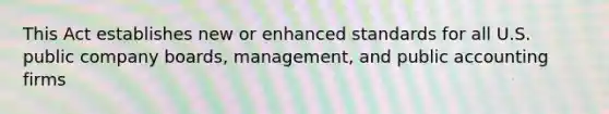 This Act establishes new or enhanced standards for all U.S. public company boards, management, and public accounting firms