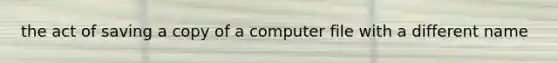 the act of saving a copy of a computer file with a different name