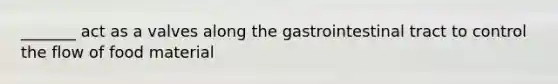 _______ act as a valves along the gastrointestinal tract to control the flow of food material